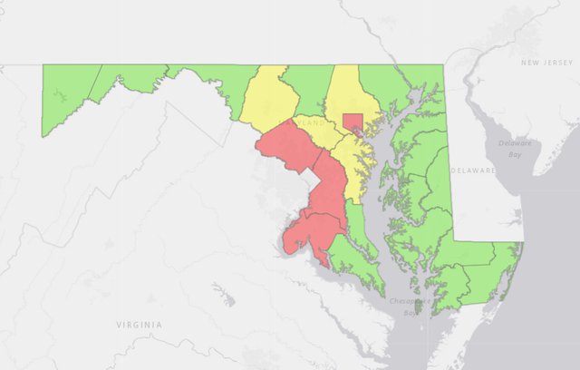 county map of maryland Map Of Maryland Counties That Are Open And Those That Remain