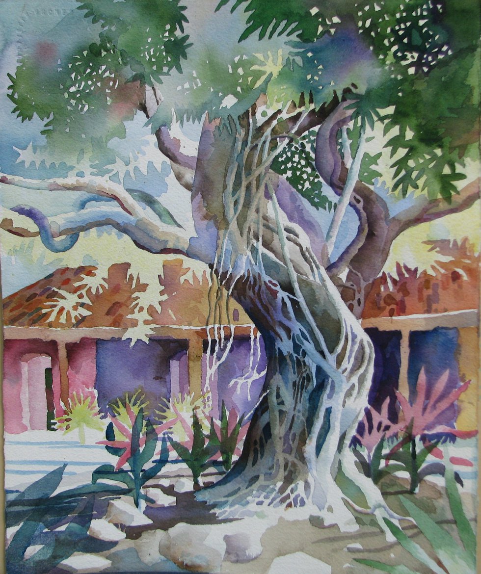 Bob Caffey, The Banyan Tree, Watercolor, Second Act, Quiet Waters Park vs2.jpg