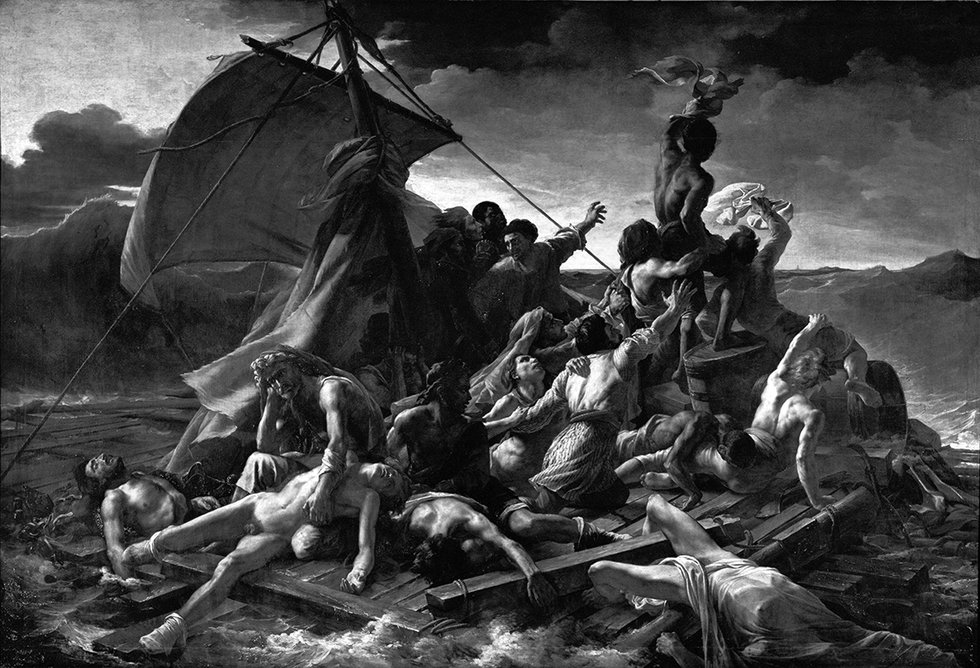 3-Black-and-white-reproduction-of-Theodore-Gericault-Raft-of-the-Medusa-at-mitchell.png